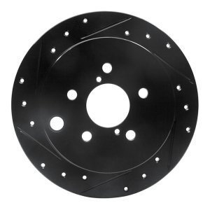 Subaru Crosstrek Brake Rotor (1) - Rear Left - R1 Concepts - Drilled & Slotted - Black - `12-`23
